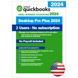QuickBooks Desktop Pro Plus 2024 | No Payroll Included - US Version For Managing and Accounting Business (2 User)
